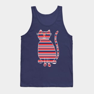 Striped Animals Cat Stripes Red and Blue Tank Top